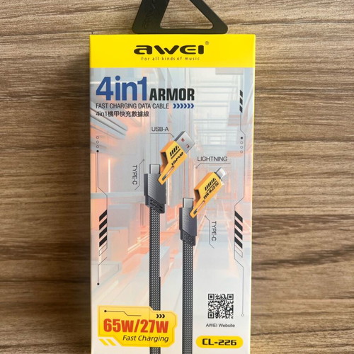 Awei CL-226 4-in-1 Fast Charging Cable 65W New