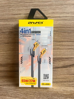 Καλώδιο Awei CL-226 4‑σε‑1 γρήγορης φόρτισης 65W καινούργιο