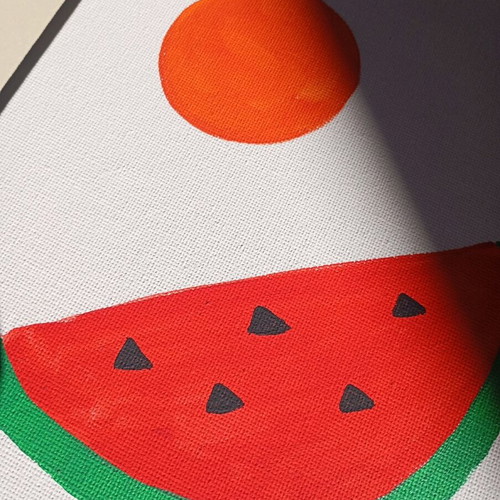 Orange and watermelon painting acrylic on canvas board new