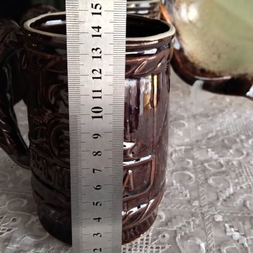 Set of 2 beer mugs with ceramic plate 0.5 liters each like new