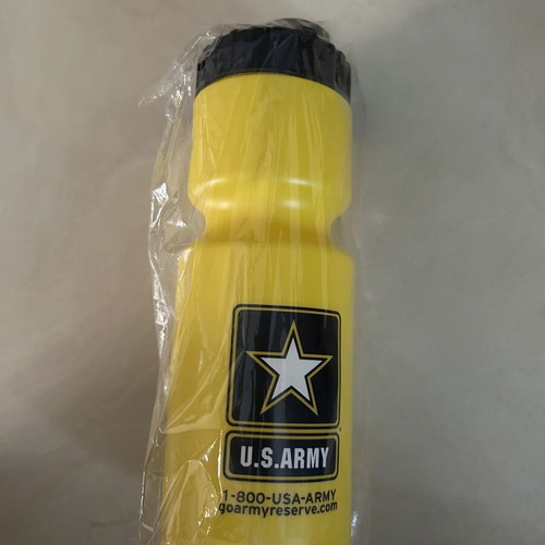 US Army Plastic Water Bottle new, yellow sports canteen