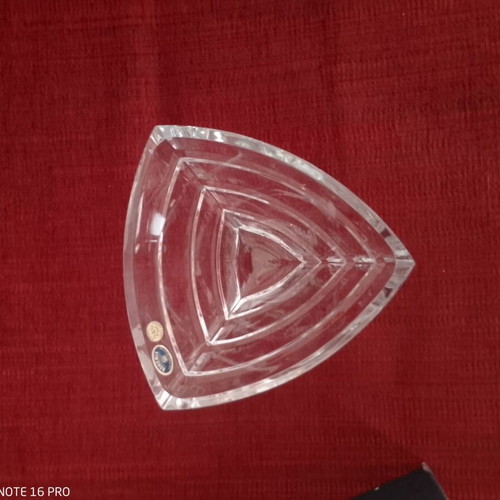 Bohemian crystal fondue pot like new with Czech mark