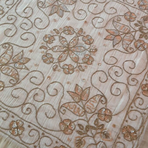 Indian Hand-Embroidered Table Cover 100x100 cm new, organza with gold embroidery