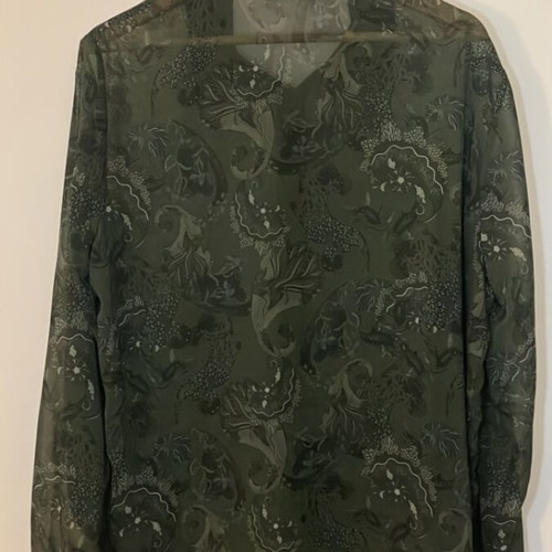 Vassia Kostara shirt like new, see through, size M, white and green