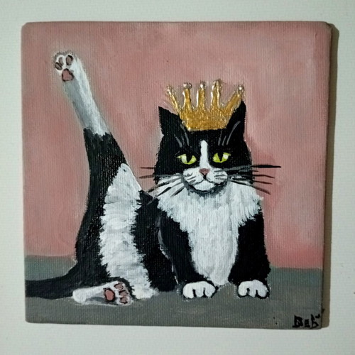 The Royal Salute acrylic painting on canvas 13×13cm, new