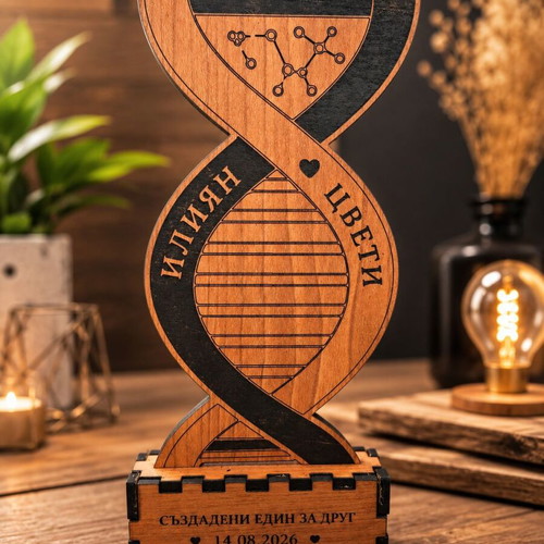 DNA of Love personalized with names and special date, MDF 3mm