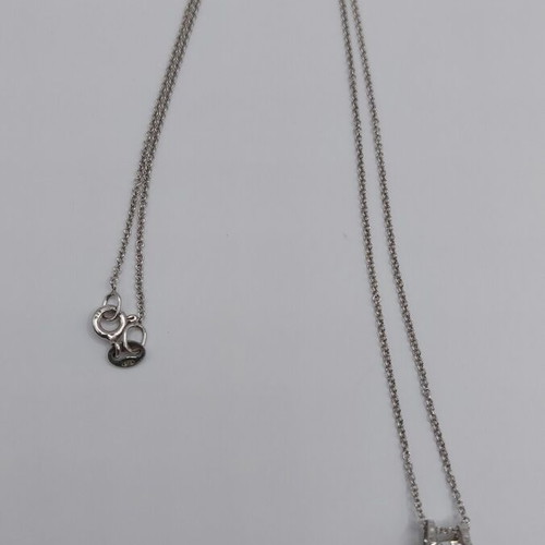 Silver pendant with chain 925° like new, zirconia, 50cm
