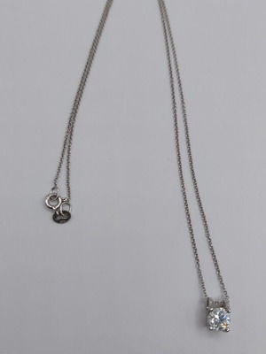 Silver pendant with chain 925° like new, zirconia, 50cm