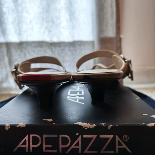 Apepazza πέδιλα μεταχειρισμένα λευκά με πουά μοτίβο, ν.40