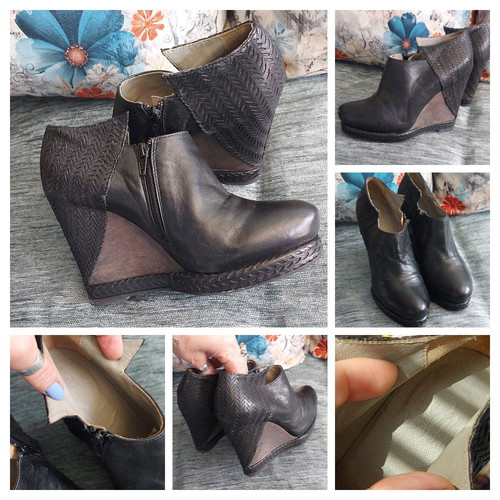 Leather boots like new, black and brown, 10 cm heel