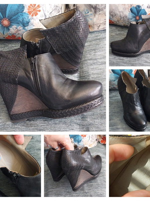 Leather boots like new, black and brown, 10 cm heel