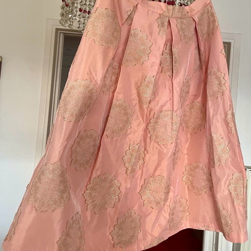 Topshop skirt new, taffeta with embroidery and pleats, pink salmon