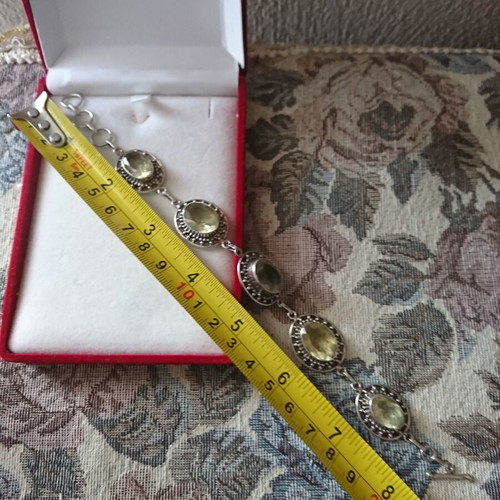 Silver handmade bracelet with natural citrine stones like new