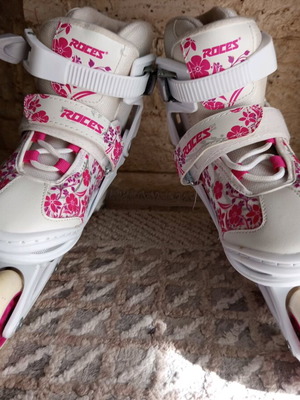 Roces compy 8.0 girl adjustable skates like new, white/purple