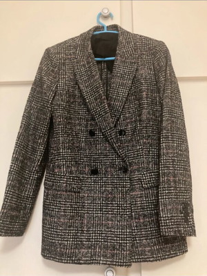 Massimo Dutti checked jacket like new, black and grey, size S