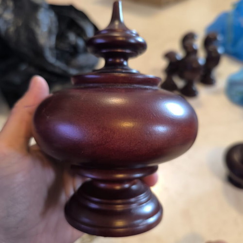 French antique wooden curtain rod caps, like new, set of 2
