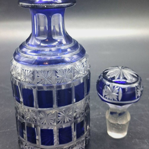 Vintage Bohemian Cut-to-Clear Crystal Perfume Bottle 15cm used