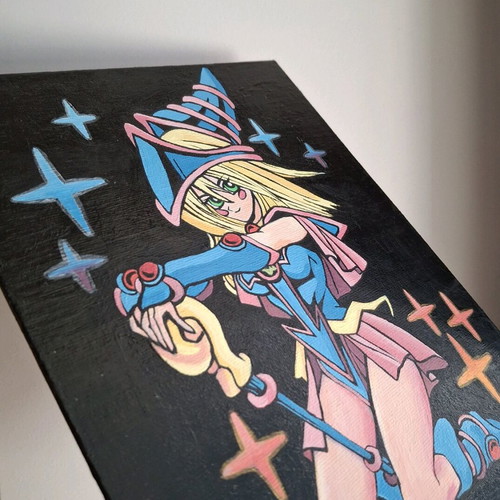 Handmade painted Dark Magician Girl card linen new
