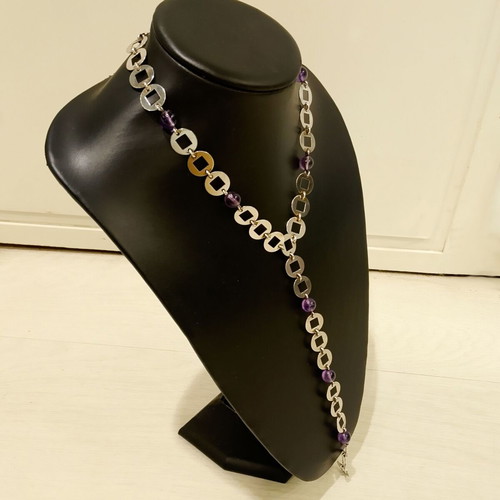 Nuit Violette Necklace 925 Silver with Amethysts, New