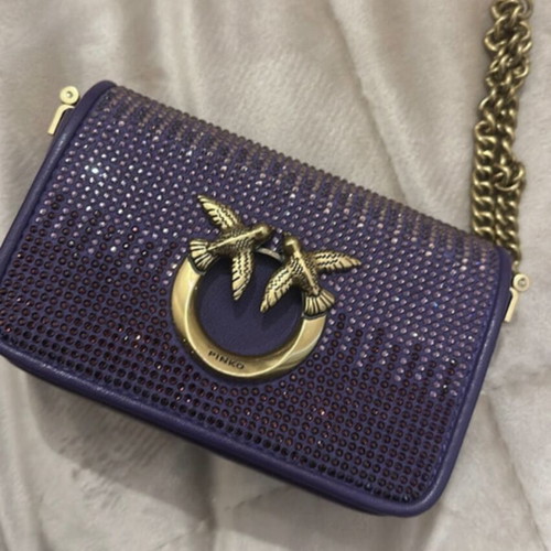 Pinko bag with Swarovski like new, purple