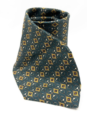 Gucci Използван Копринен Вратовръзка Зелено-Златист Horsebit