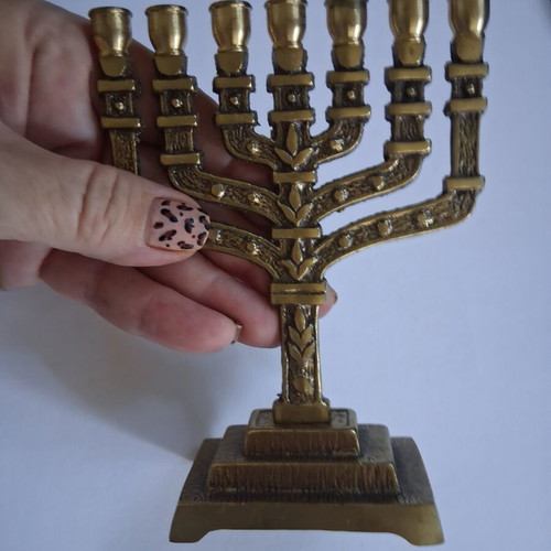 Authentic brass menorah 7-candle holder like new from Israel