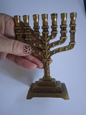 Authentic brass menorah 7-candle holder like new from Israel