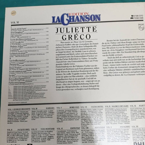 Juliette Greco La Chanson Edition Vol. XI vinyl like new
