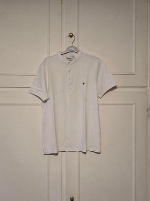 Men's Polo Shirt with Mao Collar Zara like new, white, size L