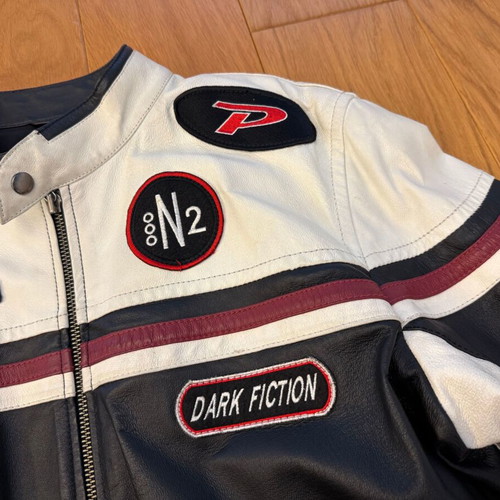 Clockhouse leather jacket used, size L, black and white