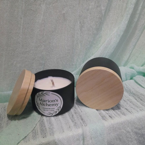 Handmade soy scented candles in metal containers new