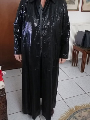 Genuine leather long coat new, size L-XL, black