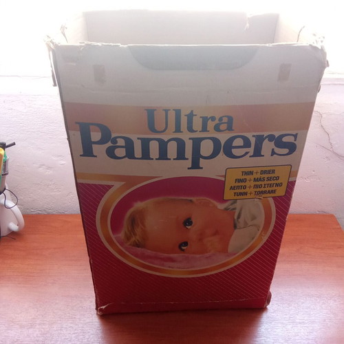 Pampers Ultra Pink Pasok Koskotas Collectible Box used, 1980s