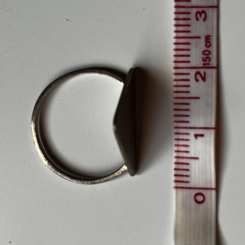 Triangular brass ring like new with thin band and textured finish