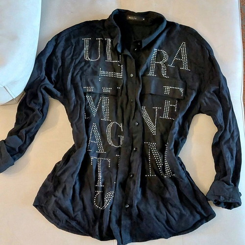 Mohito black shirt new with rhinestone letters