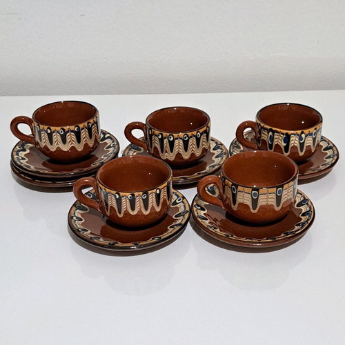 Coffee set ceramic cups and saucers 11 pcs new