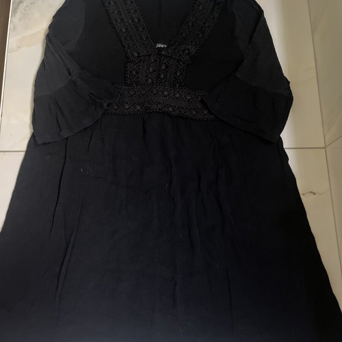 Boho cotton tunic Bianco Su Nero black XL/XXL like new with lace
