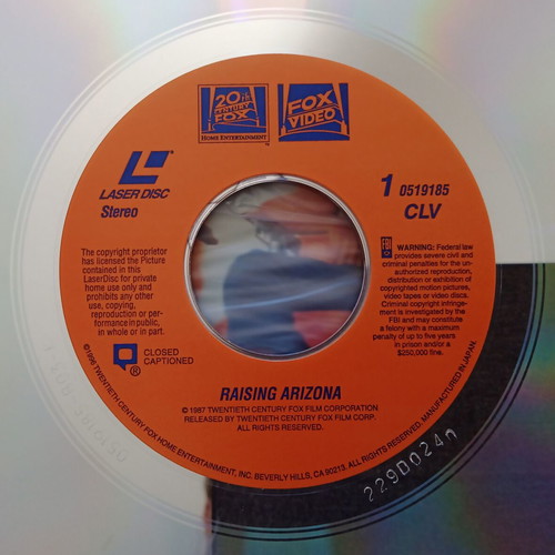 Raising Arizona LaserDisc 1987 like new, comedy