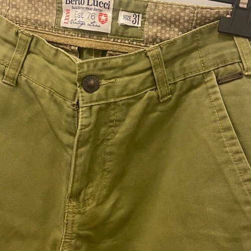 Berto Lucci men's pants small, olive, cotton, like new