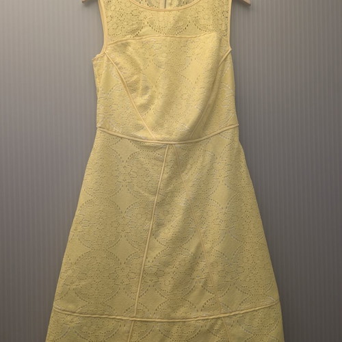 Adrianna Papell Bright Yellow Lace A-Line Dress like new