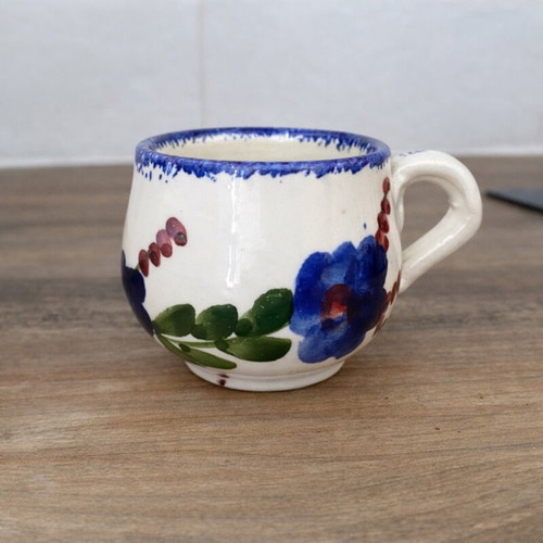 Handmade clay cup from Samos used, hand-painted