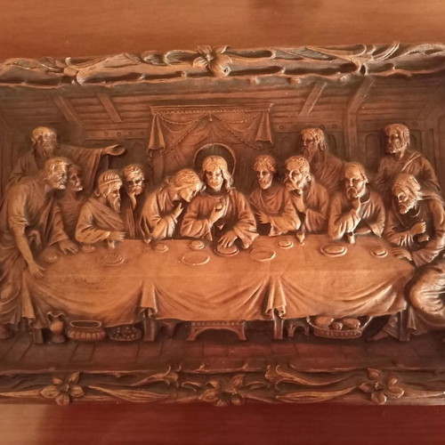 Relief painting used depicting the Last Supper made of dough