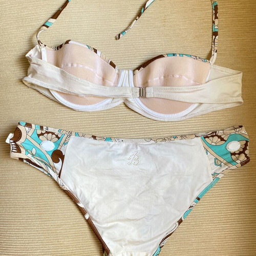Blumarine bikini used, size large, white and turquoise