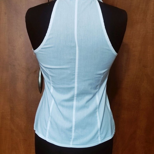 Lynne Halter Neck Top with Ruffles in White, Like New, Size M