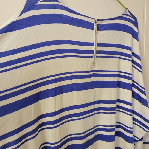 Peacocks striped blouse like new, 3/4 sleeve, white-blue, size XXXL