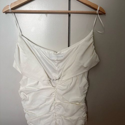 Zara ruffled off shoulder top with pearls size XS new