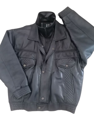 Men's vintage jacket Large synthetic leather used, black