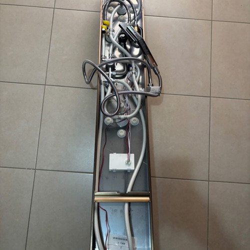 Shower panel with hydromassage and screen like new, gun metal color