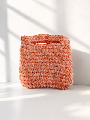 Handmade knitted Sunset bag pink and orange, new