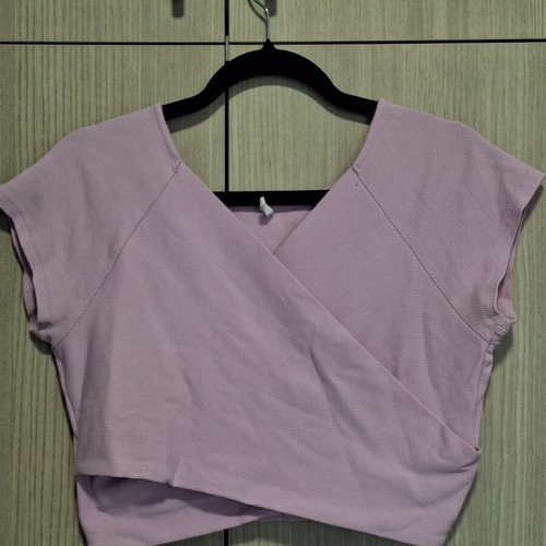 Only lilac ribbed wrap front cropped top size XL like new